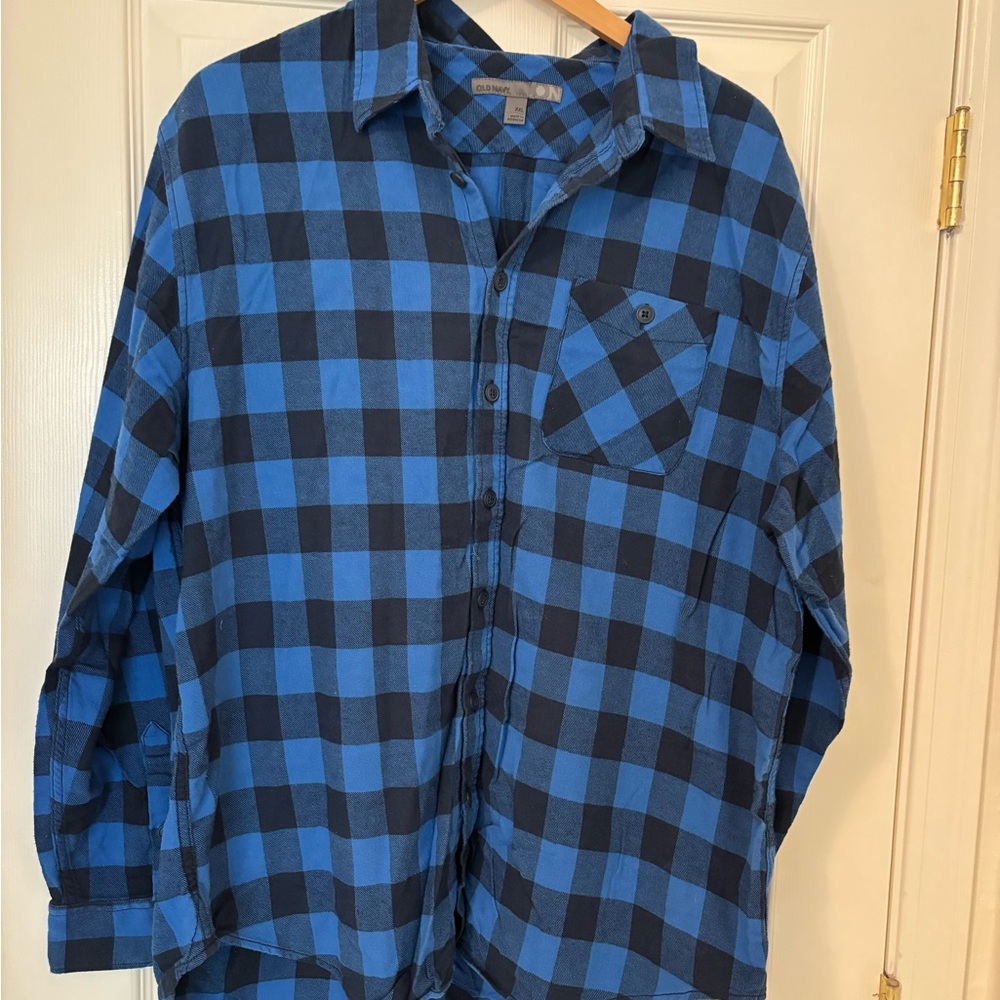 Old Navy Blue and Black Checkered Shirt